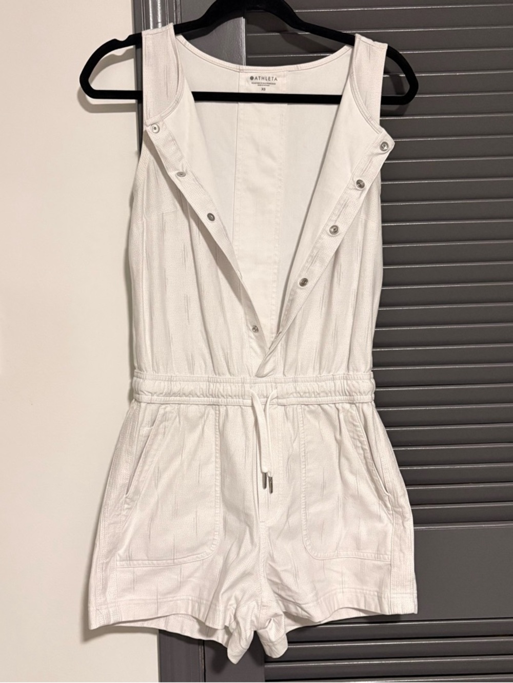 Athleta White Snap-Front Sleeveless Romper